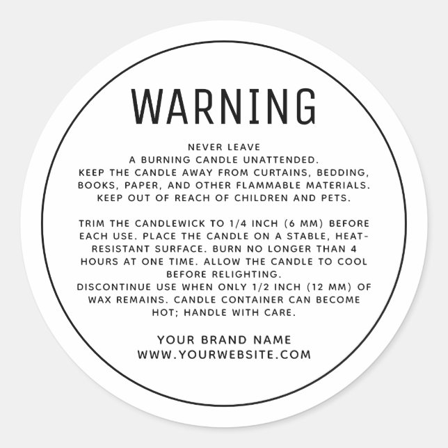 Minimalist white product warning label (Front)