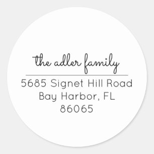 Minimalist White Round Return Address Label