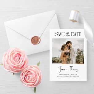 Minimalist White Save The Date Wedding invitation