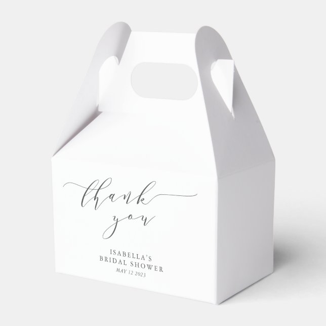 Minimalist White Script Bridal Shower Thank You Favour Box (Front Side)