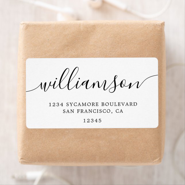 Minimalist White Script Family Return Address  (Insitu)