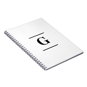 Minimalist white simple monogram notebook