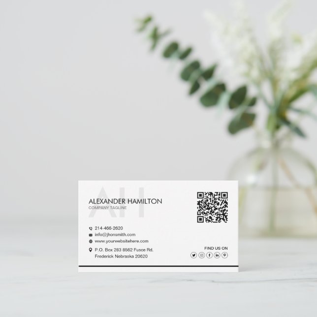 Minimalist, White, Simple, Professional, Boho, Business Card (Standing Front)