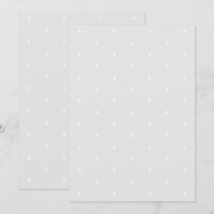 Minimalist white snowflakes, light grey background invitation
