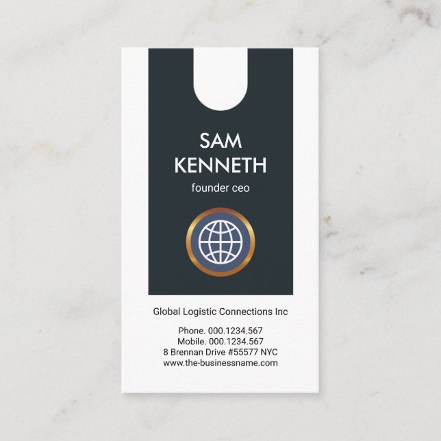 Minimalist White Tab Column Founder CEO Business Card (Front)
