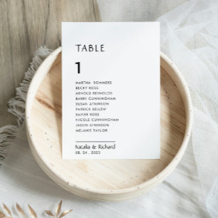 Minimalist White Table Number 1 Seating Charts