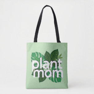Minimalist White Text Plant Mum Botanical Tote Bag