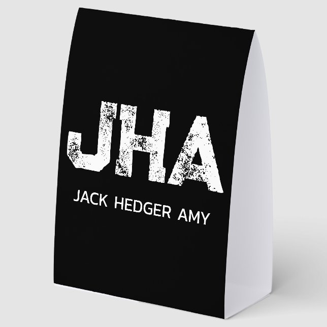 MINIMALIST WHITE THREE LETTER MONOGRAM NAME BLACK  (Front)