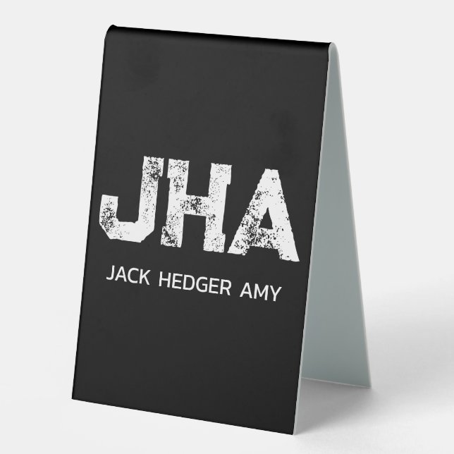 MINIMALIST WHITE THREE LETTER MONOGRAM NAME BLACK  (Front)