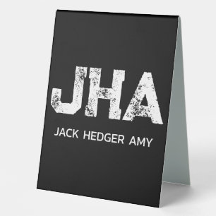 MINIMALIST WHITE THREE LETTER MONOGRAM NAME BLACK