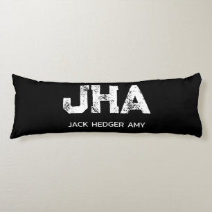 MINIMALIST WHITE THREE LETTER MONOGRAM NAME BLACK BODY CUSHION
