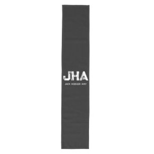 MINIMALIST WHITE THREE LETTER MONOGRAM NAME BLACK  MEDIUM TABLE RUNNER