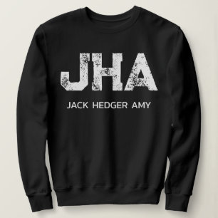 MINIMALIST WHITE THREE LETTER MONOGRAM NAME BLACK SWEATSHIRT