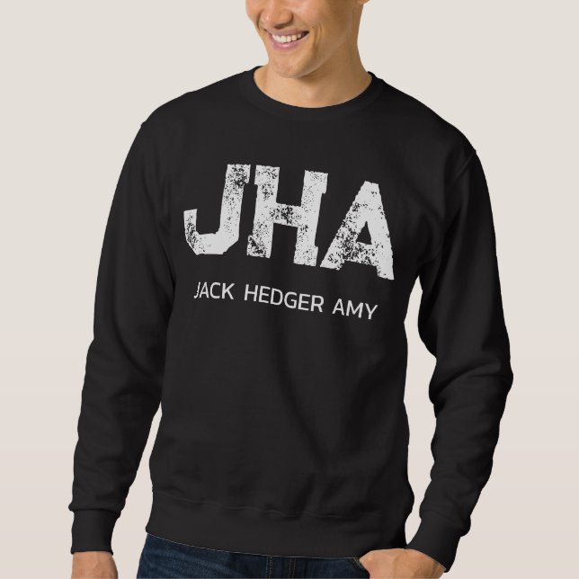 MINIMALIST WHITE THREE LETTER MONOGRAM NAME BLACK SWEATSHIRT (Front)