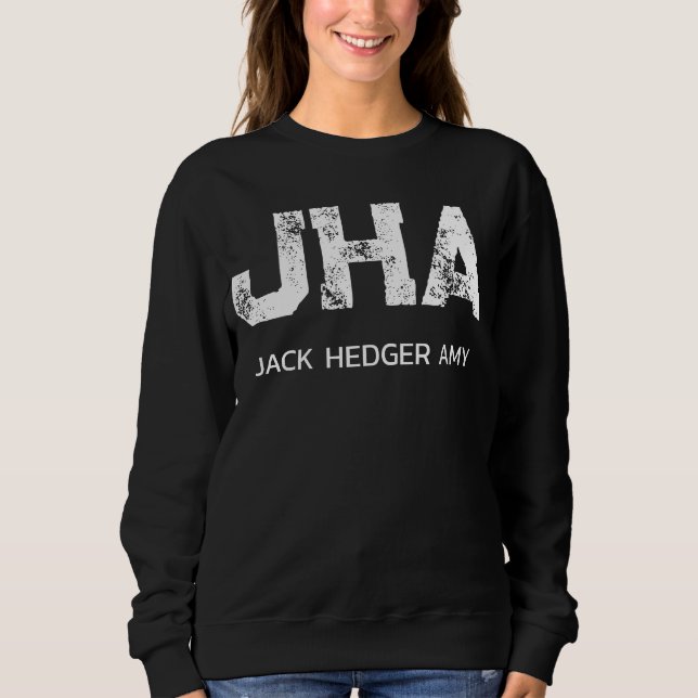 MINIMALIST WHITE THREE LETTER MONOGRAM NAME BLACK SWEATSHIRT (Front)