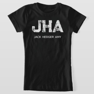 MINIMALIST WHITE THREE LETTER MONOGRAM NAME BLACK T-Shirt