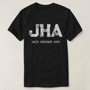 MINIMALIST WHITE THREE LETTER MONOGRAM NAME BLACK T-Shirt
