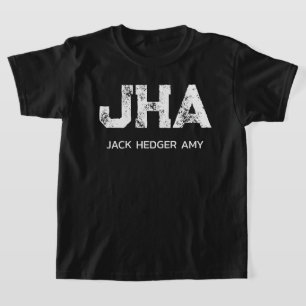 MINIMALIST WHITE THREE LETTER MONOGRAM NAME BLACK T-Shirt