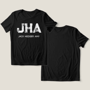 MINIMALIST WHITE THREE LETTER MONOGRAM NAME BLACK Tri-Blend SHIRT