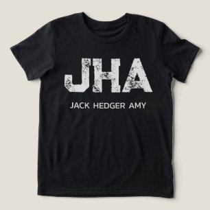MINIMALIST WHITE THREE LETTER MONOGRAM NAME BLACK Tri-Blend SHIRT