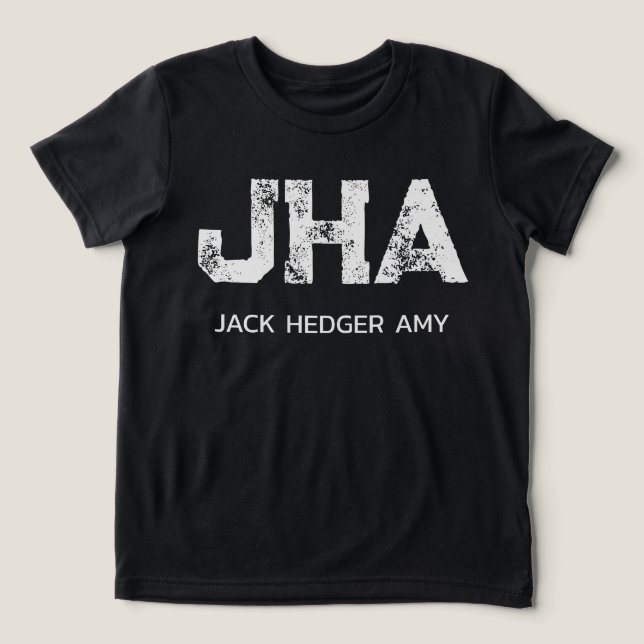 MINIMALIST WHITE THREE LETTER MONOGRAM NAME BLACK Tri-Blend SHIRT (Design Front)
