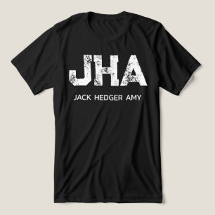 MINIMALIST WHITE THREE LETTER MONOGRAM NAME BLACK Tri-Blend SHIRT