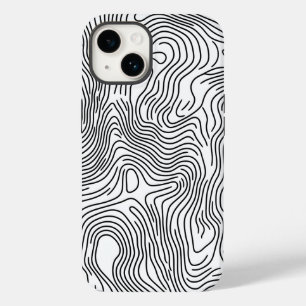 Minimalist White Topographic Line Art 🌍 Case-Mate iPhone 14 Case