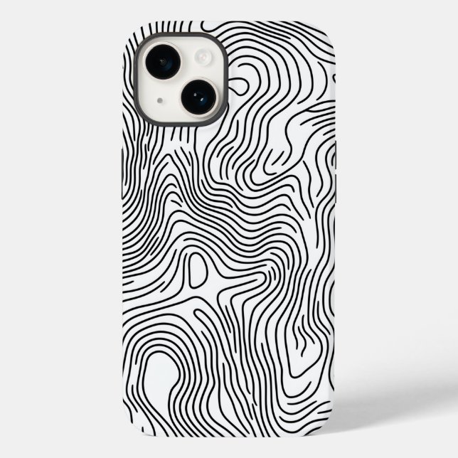 Minimalist White Topographic Line Art 🌍 Case-Mate iPhone Case (Back)
