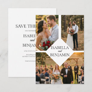 Minimalist White Trio Picture Save the Date