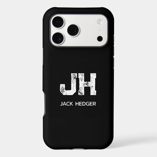 MINIMALIST WHITE TWO LETTER MONOGRAM NAME BLACK (Back)