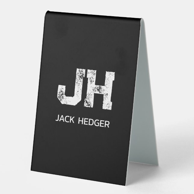 MINIMALIST WHITE TWO LETTER MONOGRAM NAME BLACK  (Front)