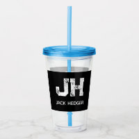 MINIMALIST WHITE TWO LETTER MONOGRAM NAME BLACK