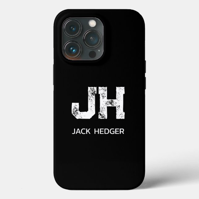 MINIMALIST WHITE TWO LETTER MONOGRAM NAME BLACK  Case-Mate iPhone CASE (Back)