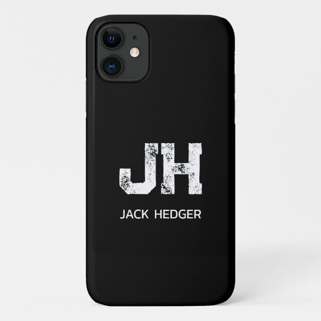 MINIMALIST WHITE TWO LETTER MONOGRAM NAME BLACK  Case-Mate iPhone CASE (Back)