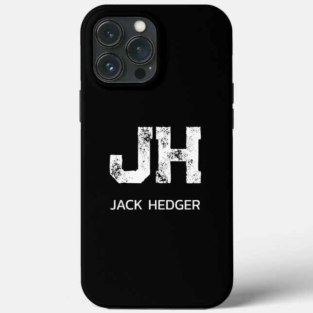MINIMALIST WHITE TWO LETTER MONOGRAM NAME BLACK Case-Mate iPhone CASE (Back)