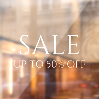 Minimalist White Typography Sale Store Window Cling