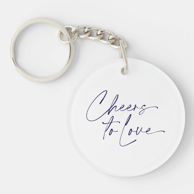 Minimalist White Wedding Keychain Favour (Front)