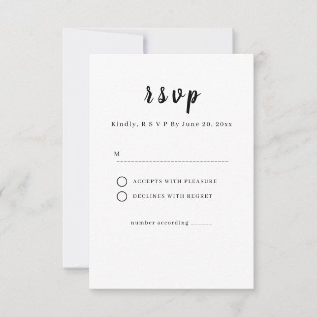 Minimalist White Wedding RSVP Card (Front)