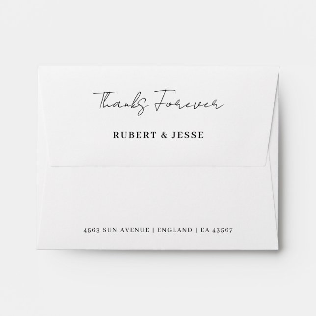Minimalist White Wedding Thank You Envelope (Back (Top Flap))