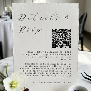 Minimalist White Wedding w QR Details & RSVP Card