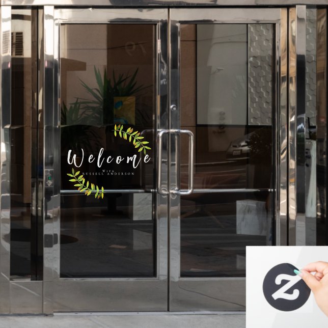 Minimalist White Welome  Window Cling (Office Door)
