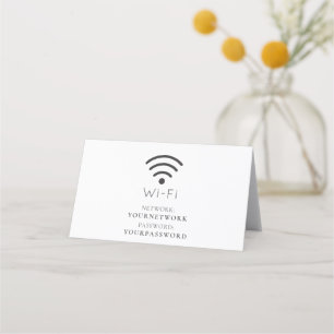 Minimalist White Wi-Fi Sign Place Card