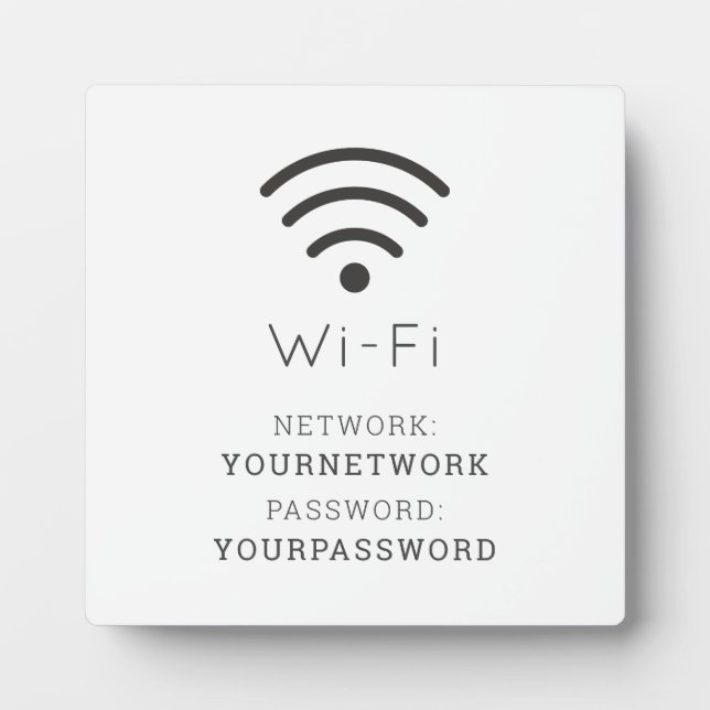 Minimalist White Wi-Fi Sign Plaque (Front)