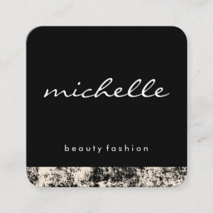 Minimalist White with Cursive Text with Texture Square Business Card