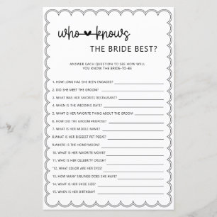 Minimalist who knows the bride best bridal shower