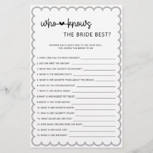 Minimalist who knows the bride best bridal shower  flyer