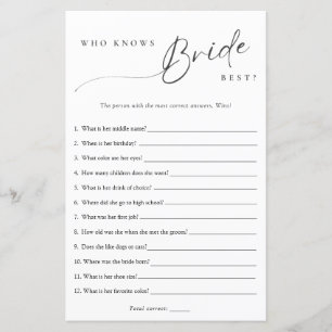 Minimalist Who Knows the Bride Best Shower Game