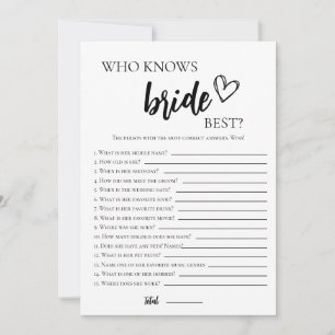 Minimalist Who knows the Bride the Most Game Card
