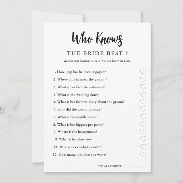 Minimalist Who Knows the Couple Bridal Shower Card (Front)