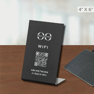 Minimalist Wi-Fi Access QR Code Custom Logo Pedestal Sign